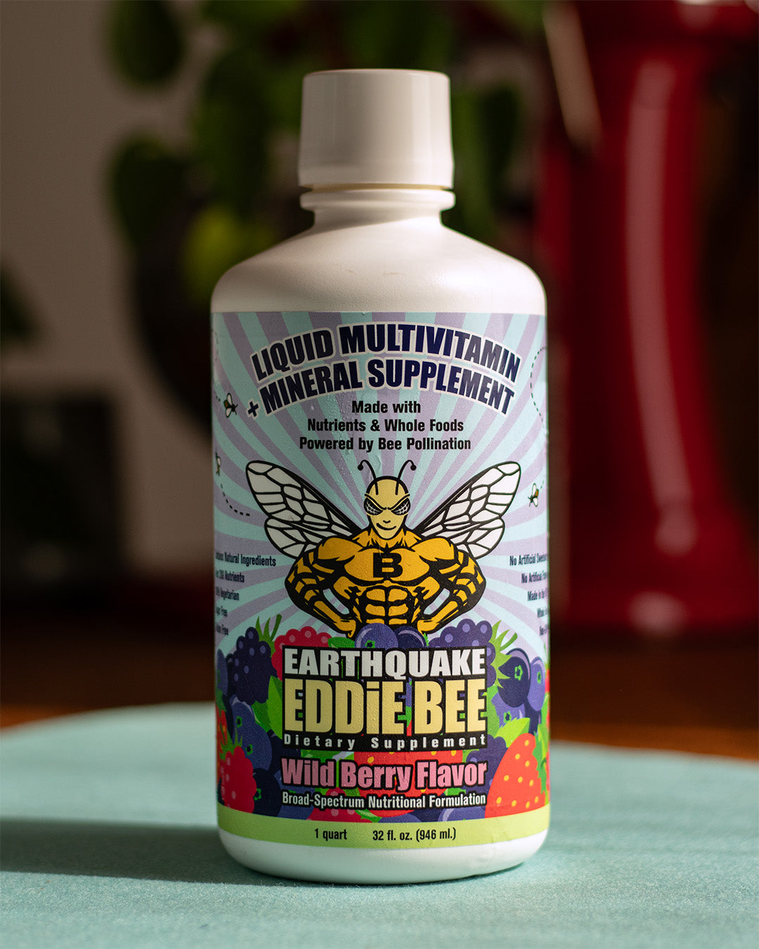 Earthquake Eddie Bee Multivitamin product view with background