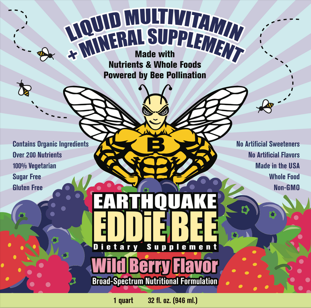 Earthquake Eddie Bee Multivitamin label view