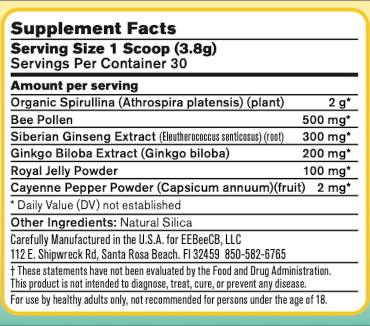 EarthQuakeEddieBeePowerPunchNutritionalLabelview